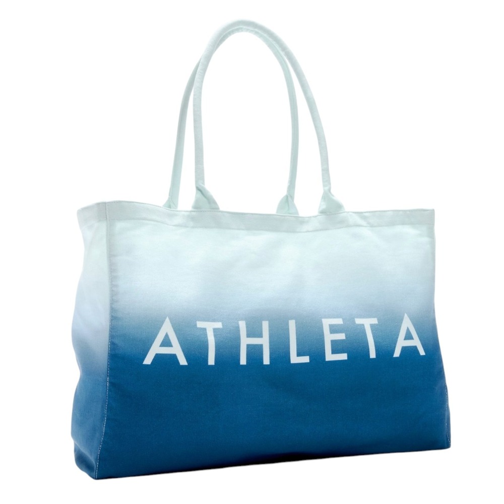 Athleta Teal Ombré Tote Bag Stylish Summer Pool Travel Beach Gym Shopping NEW